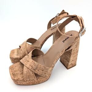 ABOUND Tenille Platform Sandal Women's Ankle Strap Natural Cork Size US9M EU40